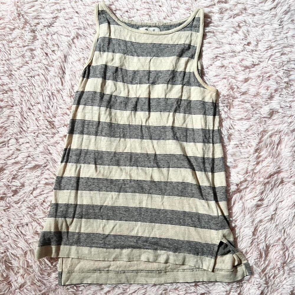 Madewell Women's Stripe Linen Earthy Hippie High Neck Sleeveless Tank Top XXS - Picture 1 of 4